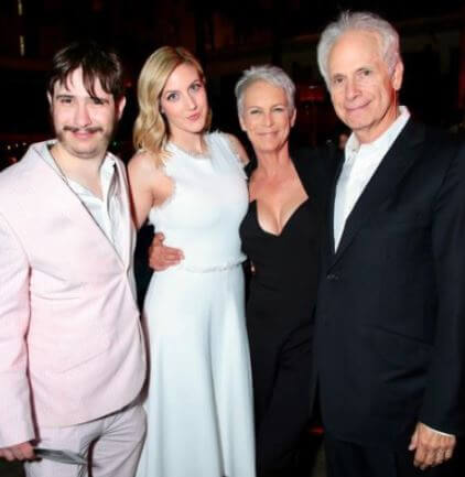 Annie Guest with her parents Jamie Lee Curtis and Christopher Guest and brother Tom before her brother came out as transgender.
